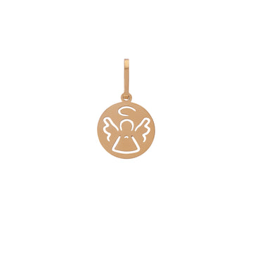 Medalha Redonda Anjo Vazado ouro 18k